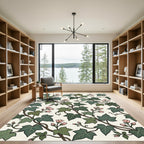 Green Ivy Pink Blossom Vines Rug