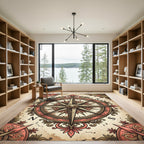 Antique Rose Compass Rose Medallion Rug