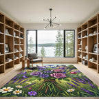 Purple Pink Rose Cornflower Lavender Meadow Rug