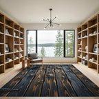 Charred Dark Wood Grain Texture Rug