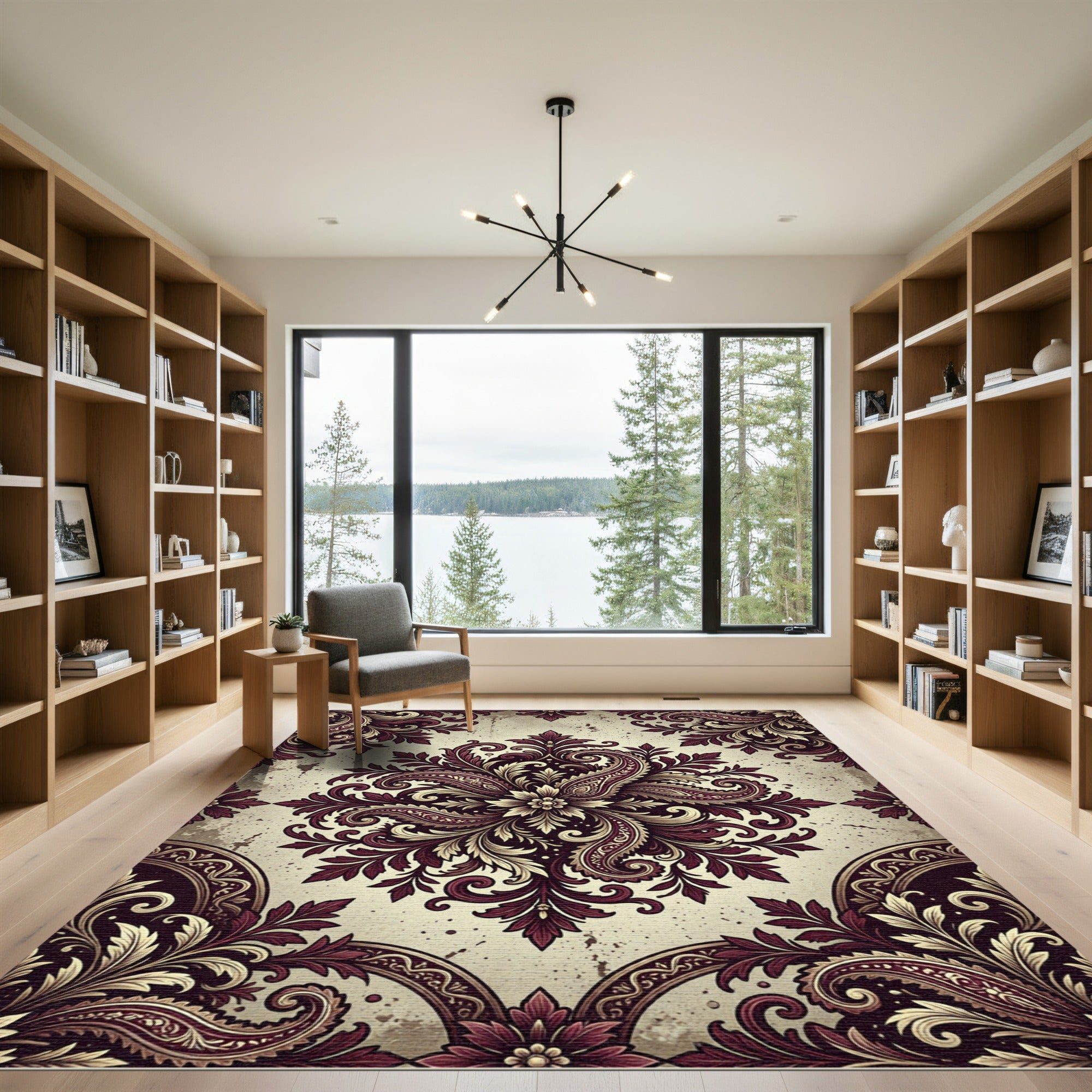 Rich Burgundy Paisley Medallion Rug