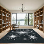 Sparkling Starburst Burst Dark Background Rug