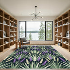 Botanical Lavender Sprigs on Charcoal Rug