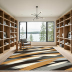 Earthy Tan Abstract Brush Strokes Rug