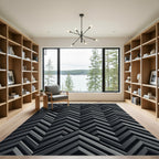 Monochrome Geometric Chevron Illusion Rug