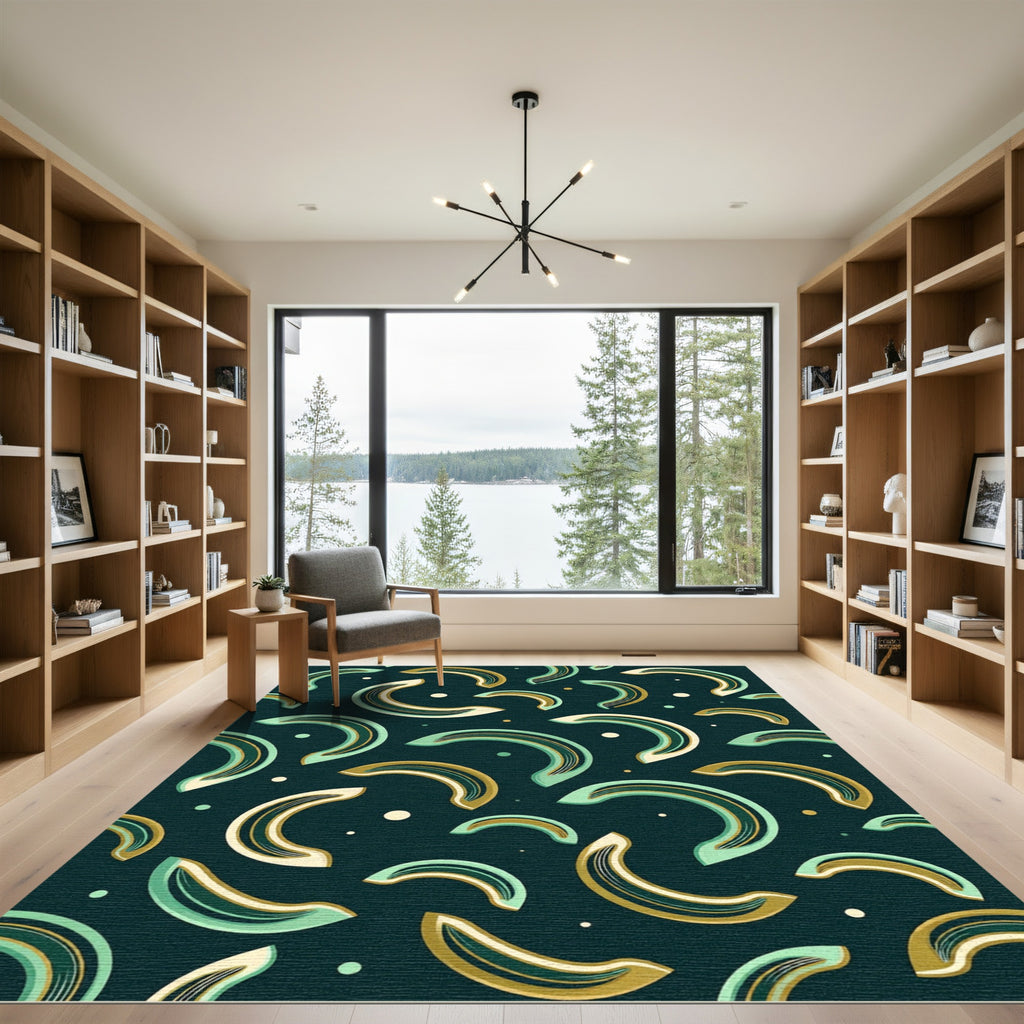 Chic Teal Gold Arches Scattered Rug