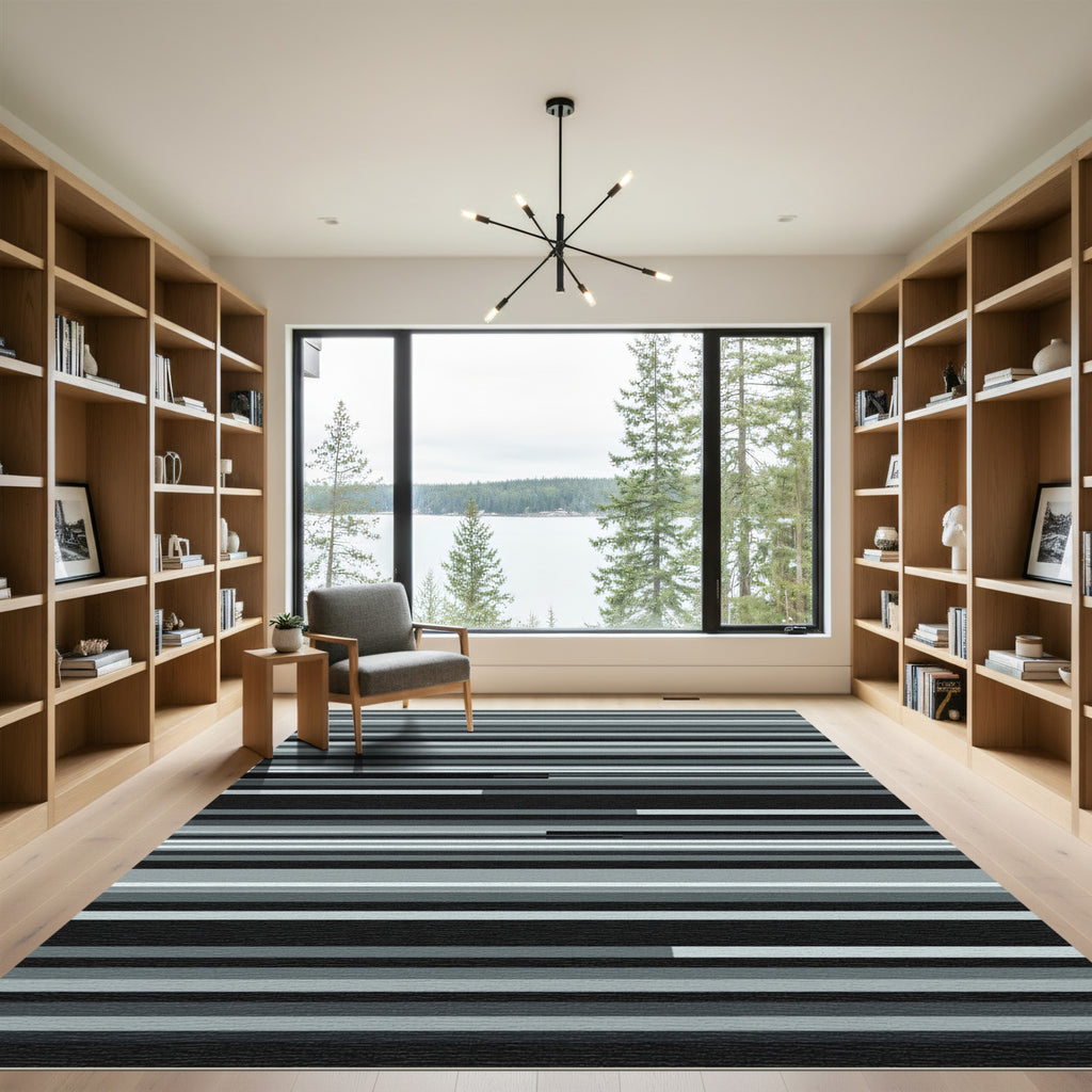 Monochromatic Glitch Stripe Arrangement Rug