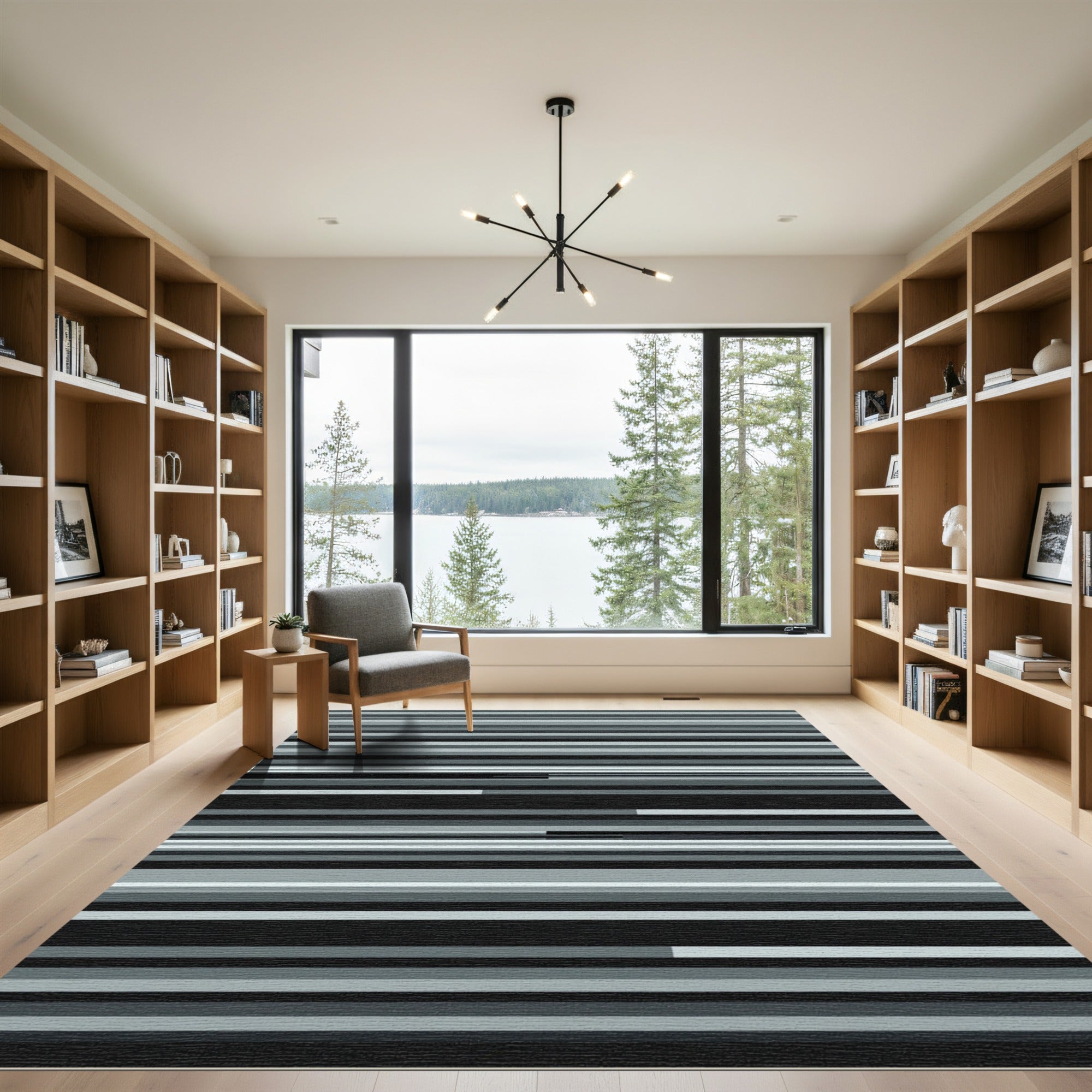 Monochromatic Glitch Stripe Arrangement Rug