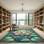 Koi Pond Lotus Flower Zen Art Rug