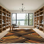 Terracotta Tiered Geometric Abstract Rug