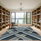 Modern Geometric Blue Cross Linear Rug