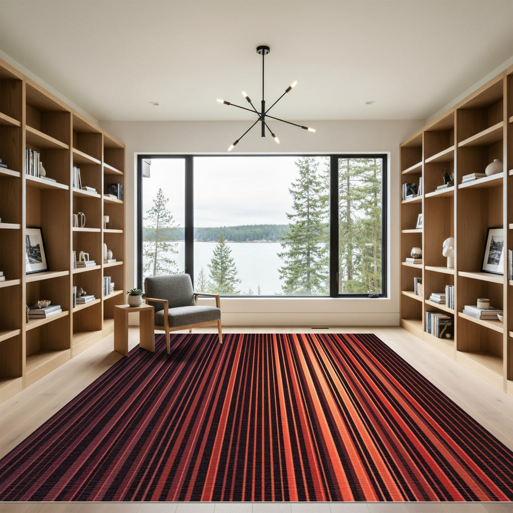 Warm Amber Vertical Stripe Rug