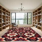 Burgundy Cream Floral Starburst Rug