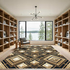 Art Deco Gold Geometric Diamond Rug