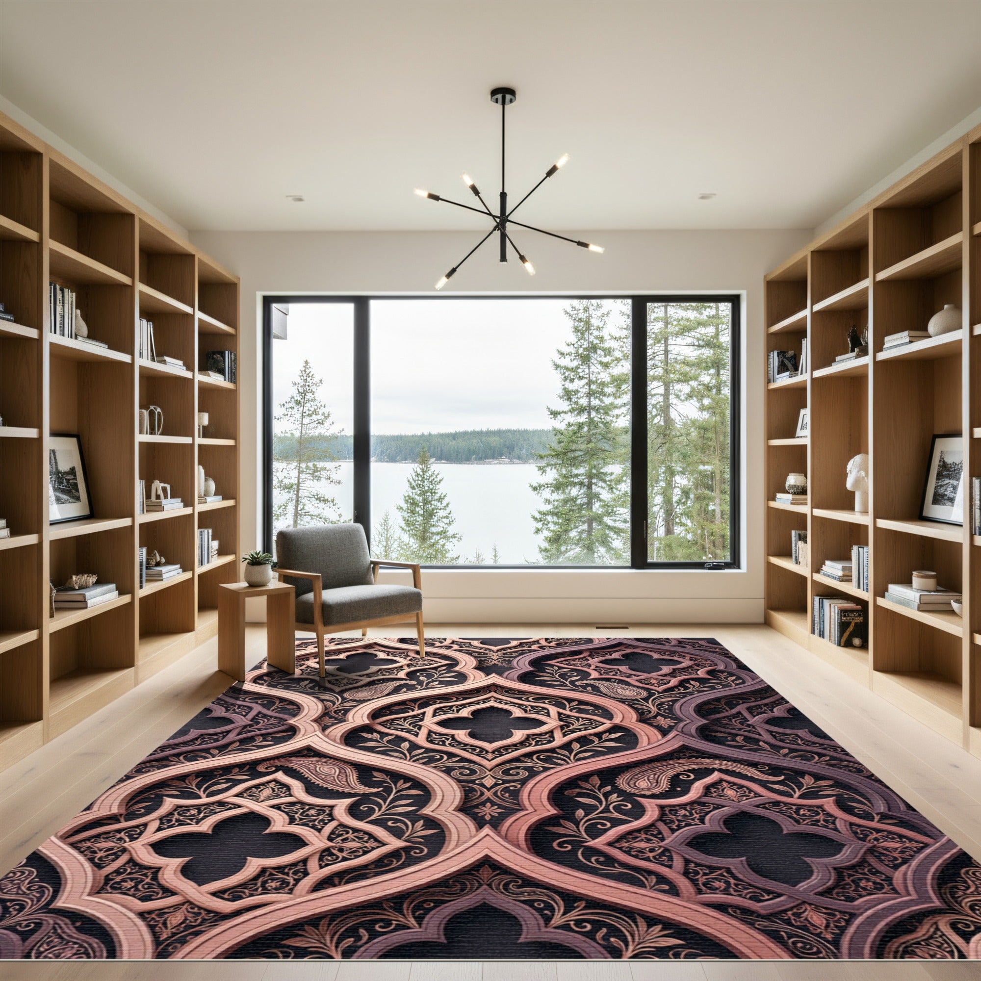 Rose Gold Paisley Arabesque Medallion Rug
