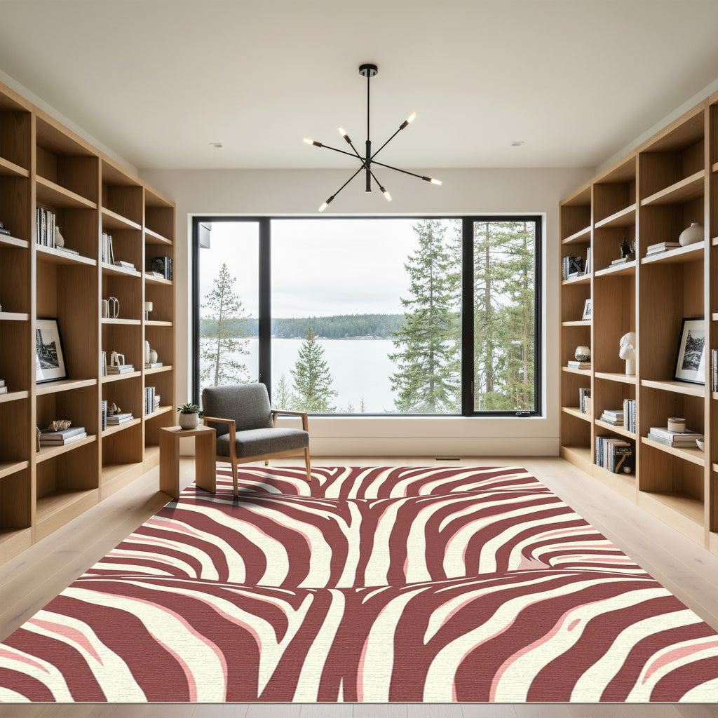 Bold Crimson Zebra Stripe Rug