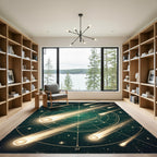 Celestial Gold Comet Midnight Starry Sky Rug