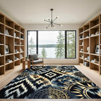 Black Ochre Geometric Tribal Sun Rug