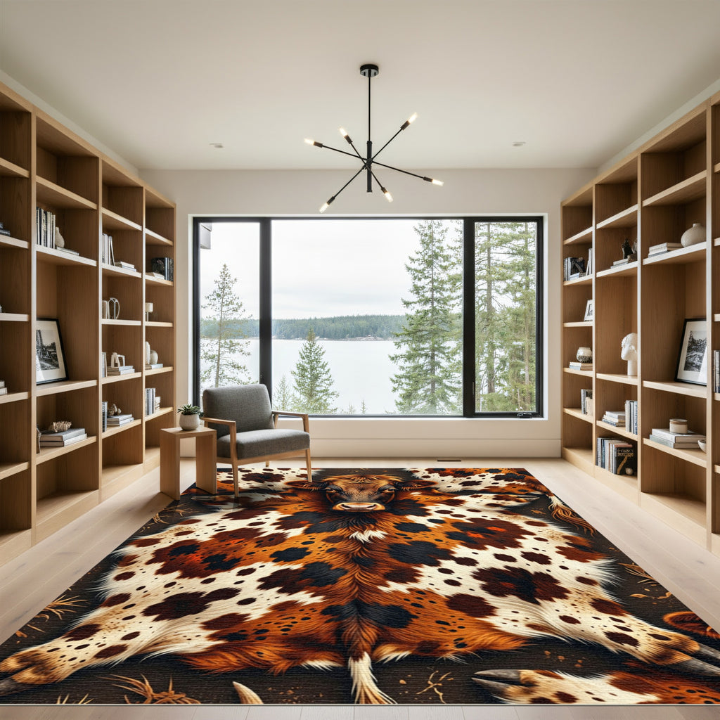 Brown Spotted Cowhide Rustic Hide Rug