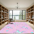 Pastel Unicorn Hearts Whimsical Pattern Rug
