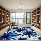 Dark Blue Feather Splash Graphic Rug