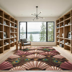 Art Deco Fan Peacock Feather Arrangement Rug
