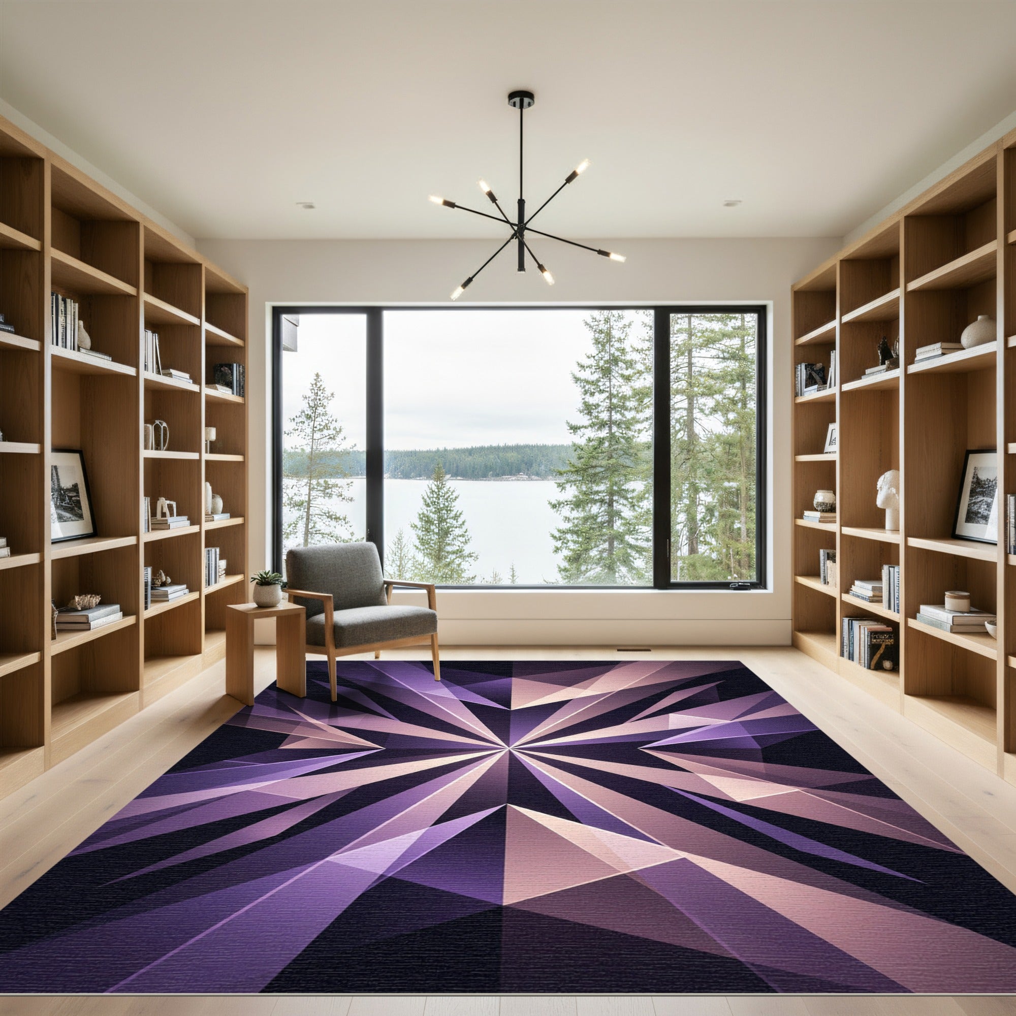 Amethyst Geometric Starburst Prism Rug
