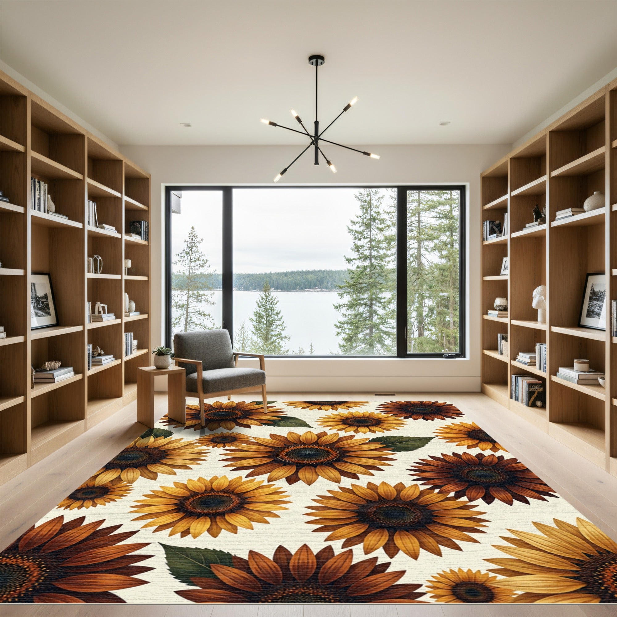 Golden Sunflower Medley Arrangement Rug
