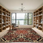 Crimson Gold Quatrefoil Geometric Rug