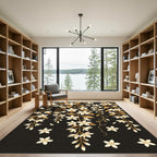 Elegant Golden Jasmine Floral Vines Rug