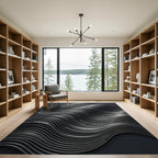 Monochrome Wave Lines Metal Sculpt Rug
