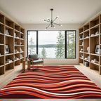Crimson Warm Wave Curving Stripes Rug