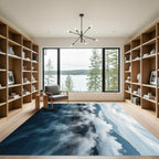 Ethereal Mountain Mist Blue Landscape Rug