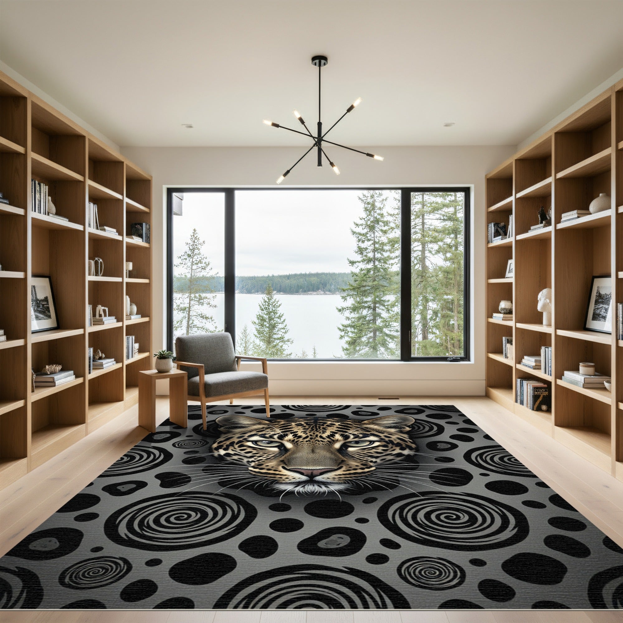 Fierce Leopard Face Swirls Rug
