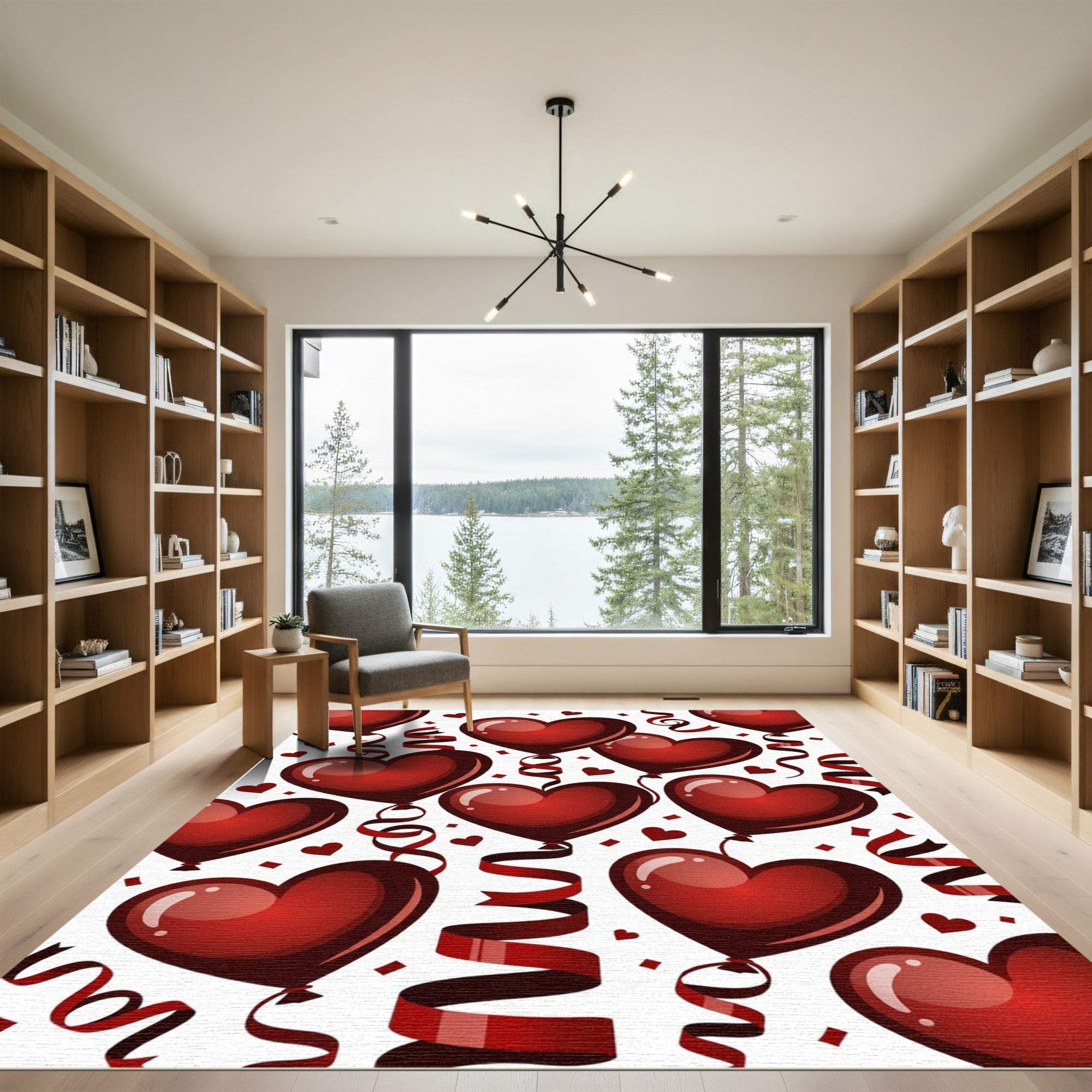 Crimson Heart Balloons Celebration Rug
