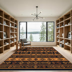 Earthy Amber Geometric Tribal Stripe Rug