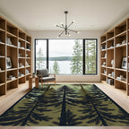 Dark Forest Silhouette Pine Trees Rug