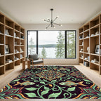 Earthy Floral Koi Ornamental Art Rug