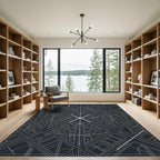 Art Deco Gray Cityscape Graphic Rug
