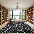 Monochromatic Black And White Organic Vein Rug