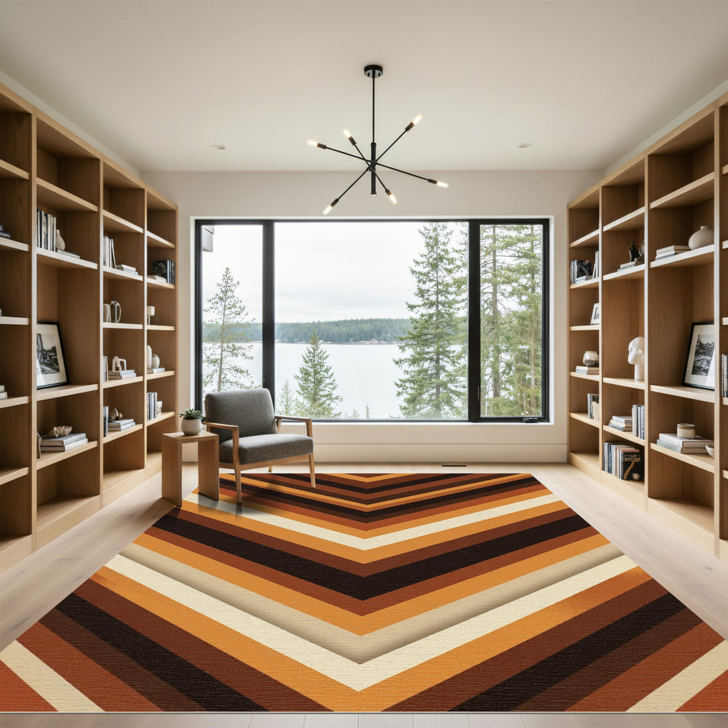 Retro Earthy Chevron Stripes Rug