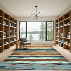 Distressed Wood Stripe Multicolor Shabby Rug