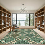 Vintage Mint Green Quatrefoil Lattice Rug