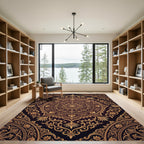 Ornate Gold Mandala Medallion Background Rug