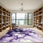 Abstract Plum Ink Wash Wave Rug