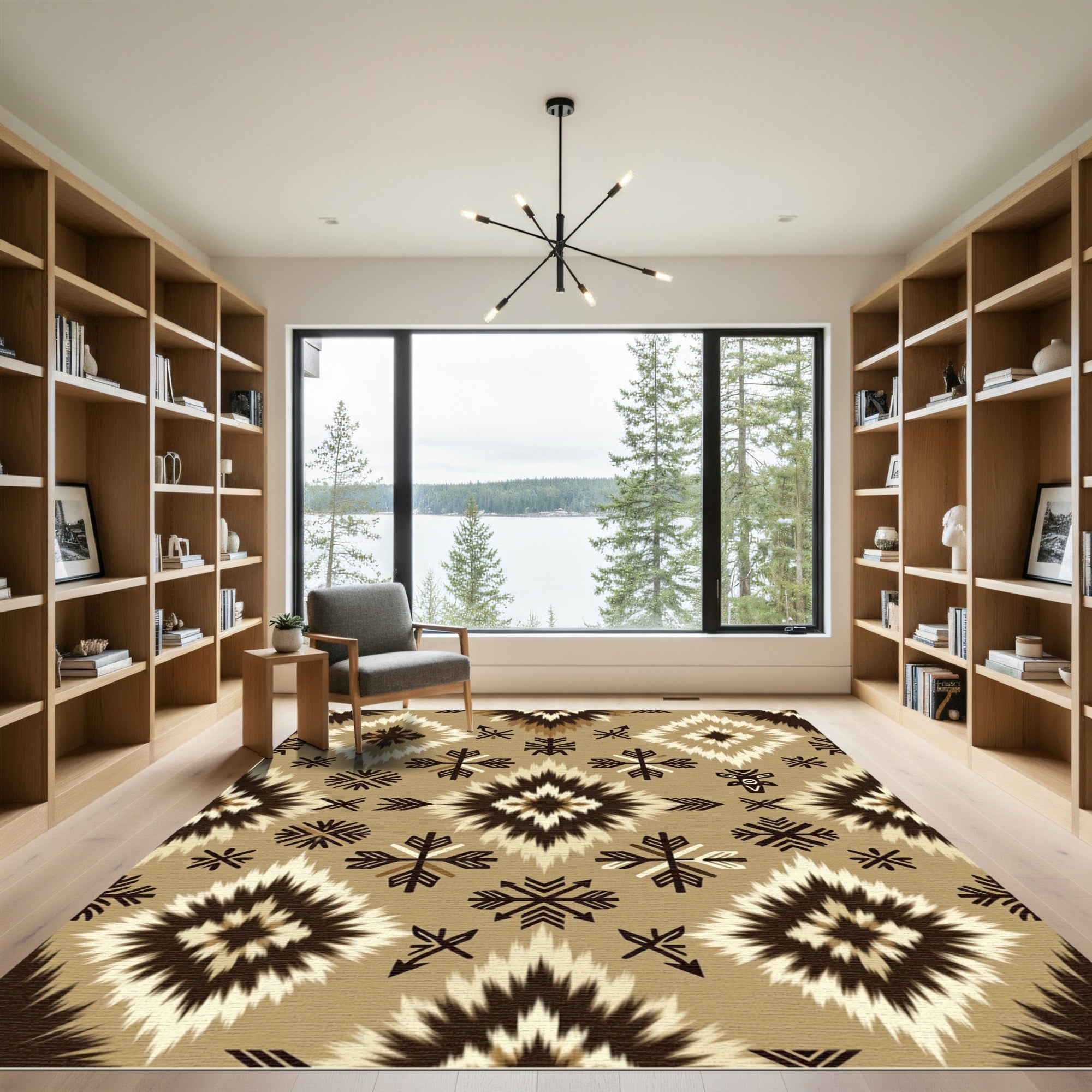 Earthy Tone Abstract Geometric Diamond Rug