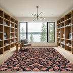Elegant Damask Floral Rose Gold Tapestry Rug