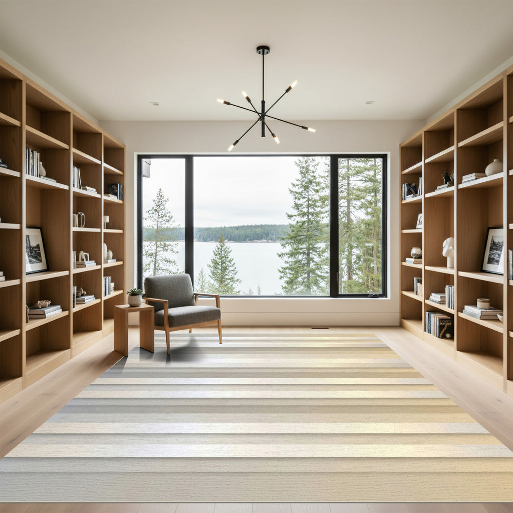 Subtle Neutral Tone Horizontal Stripe Rug