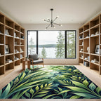 Verdant Lush Green Botanical Watercolor Rug