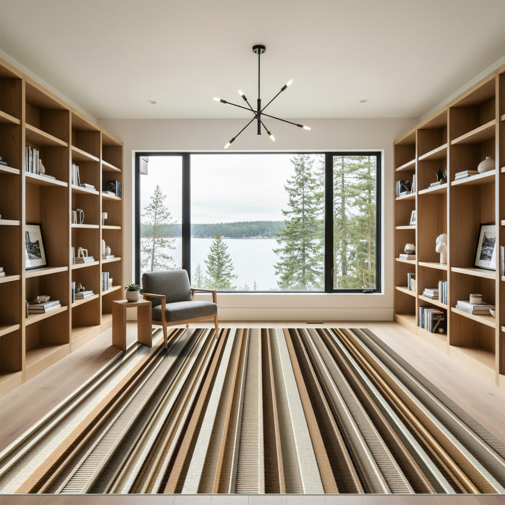 Earthy Rustic Tone Vertical Stripe Rug